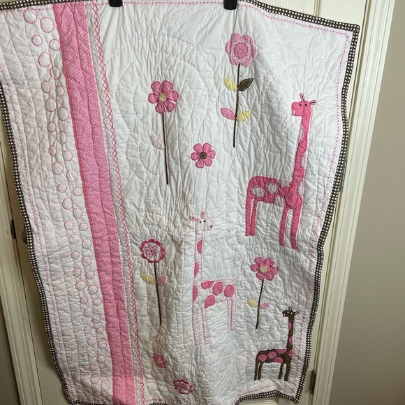 Pottery Barn Kids Giraffe Quilt Pink and Brown - Picture 2 of 8